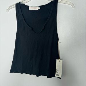 LACAUSA black cropped tank top size small